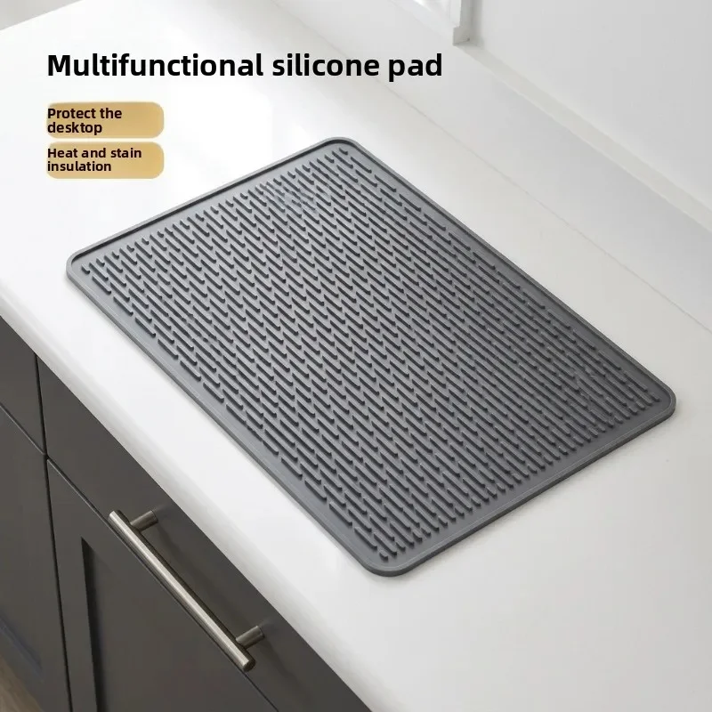 Silicone Dish Drying Mat for Kitchen Counter Drain Pad Heat-resistant Anti-slip Pot Dish Cup Pad Tableware Cushion Tray Placemat