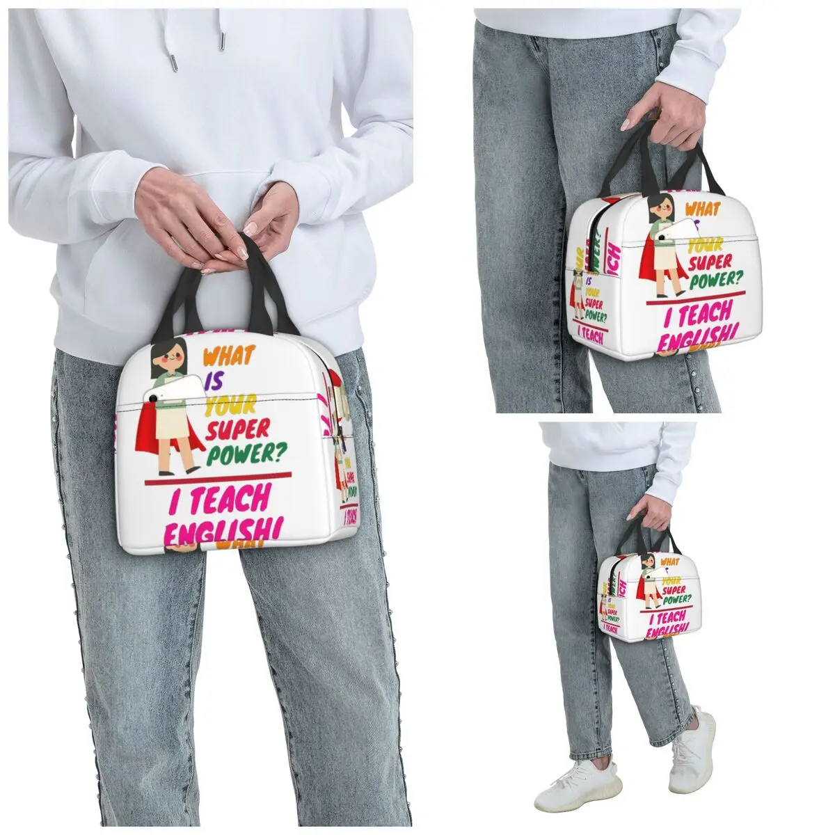 English Teacher Appreciation Insulated Lunch Bag for Women Office Cooler Thermal Food Box Tote Portable Lunch Boxes Container