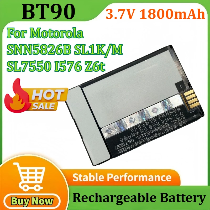 

3.7V 1800mAh BT90 for Motorola SNN5826B SL1K/M SL7550 I576 Z6t Walkie Talkie Battery 6.7Wh Replaceable Battery