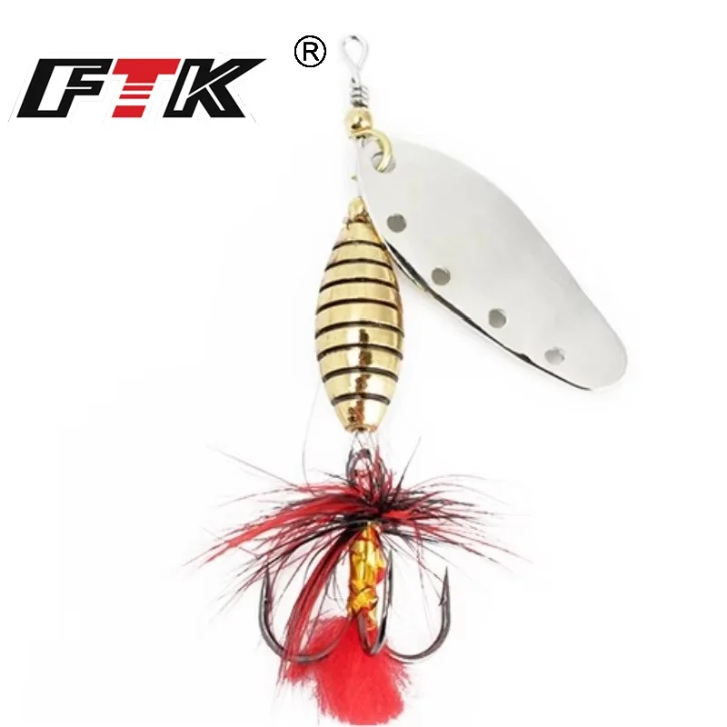 FTK 6g 12g 16g Metal Spinner Bait Fishing Lure With Treble Hook Hair Hard Artificial Bait Spinner Lure Sequin Bass Pike