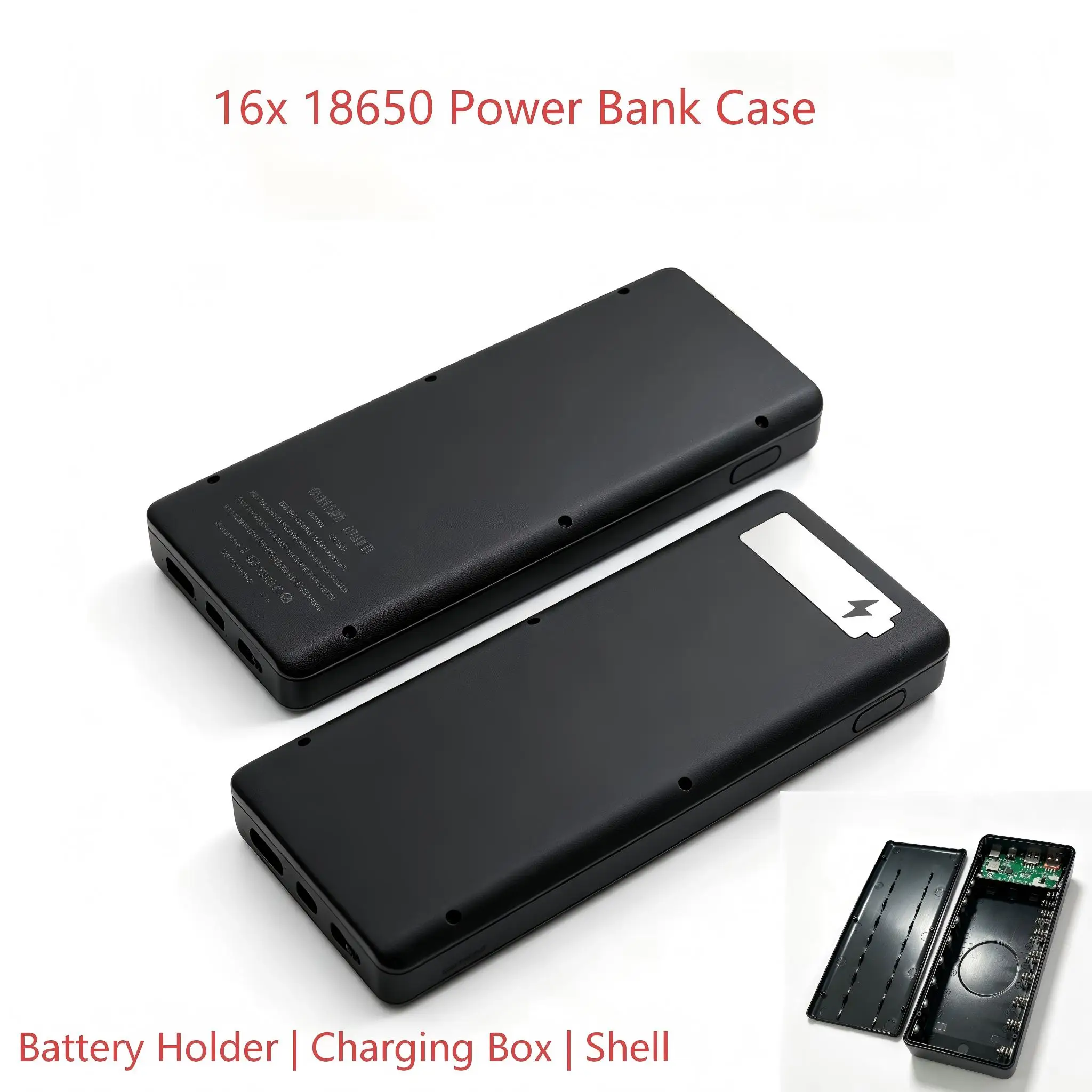 DIY 16x18650 Power Bank Case – USB Welding-Free Detachable Shell, QC 3.0 PD Fast Charging Portable Powerbank Housing