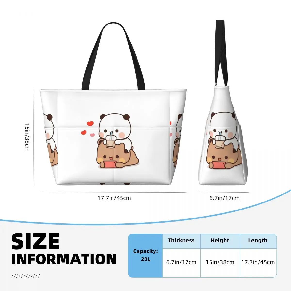 Bear And Panda Bubu Dudu Balloon Beach Tote Bag Sport Gym Yoga Duffle Large Tote Bag Women Travel Bag Fitness bag