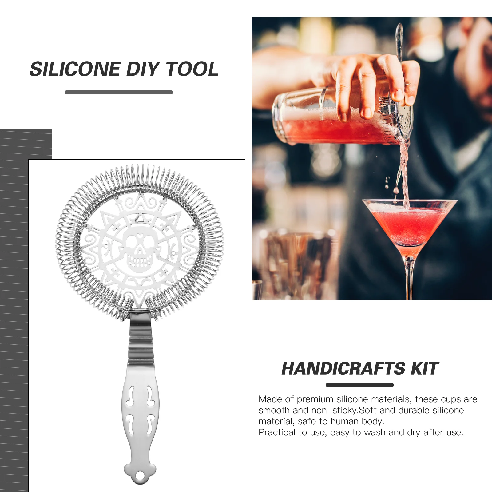 Key Fob Chair Lampshade Auto Car Stainless Steel Cocktail Strainer Ice Filter Shaker Ice Wire Mixed Drink Colander Professional