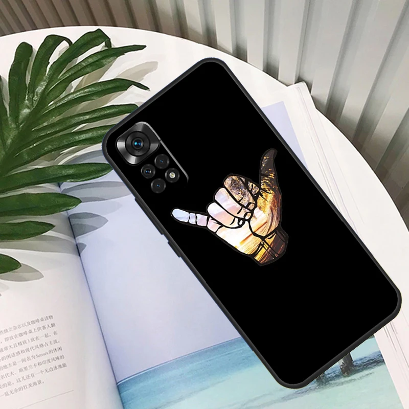 Surfer Surf Hang Loose Shaka Phone Case For Xiaomi Redmi Note 12 11 10 8 9 Pro Note 9S 10S 11S Redmi 9C 12C 9T 10C Cover