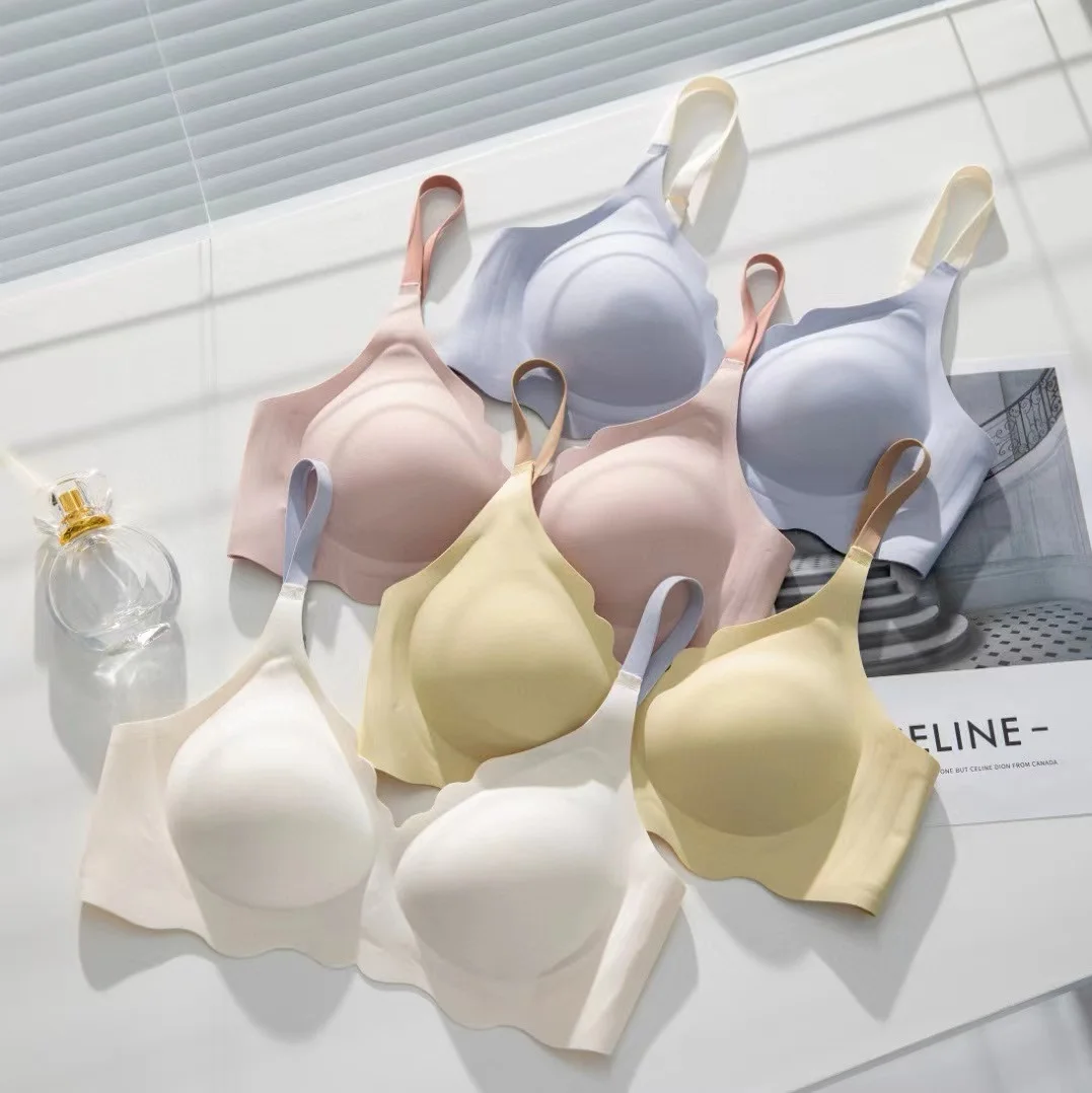 One-piece Seamless Latex Underwear for Girls, Sports Students, Small Chest, Gathered, Thin, Sleeping, No Steel Ring Bra