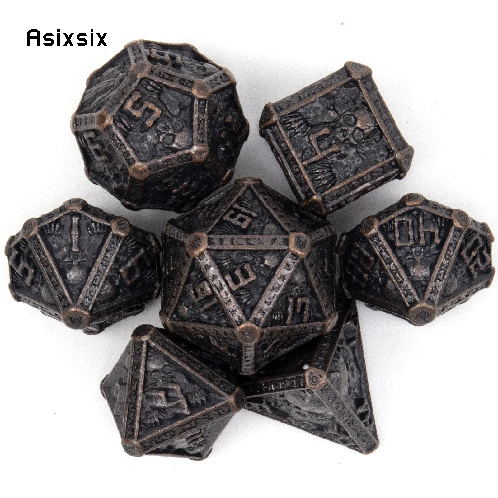 

7 Pcs Black Skull Metal DicePerfect For Rpgs, Board Games, And Card Games.Dice For Games, Dnd Dice Set
