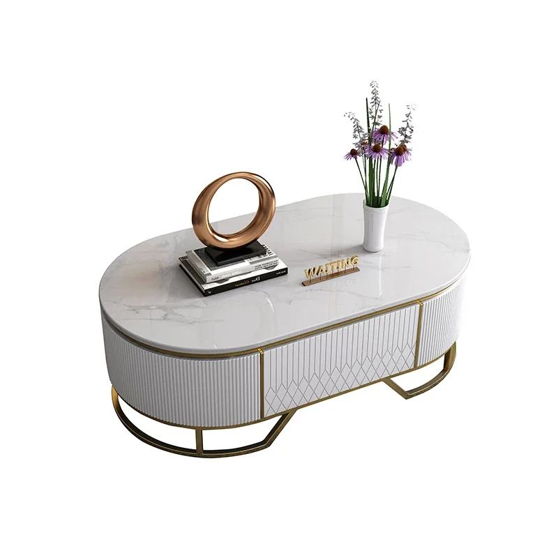 

American Light Luxury Combination Simple Modern Living Room Home Oval Tea Table