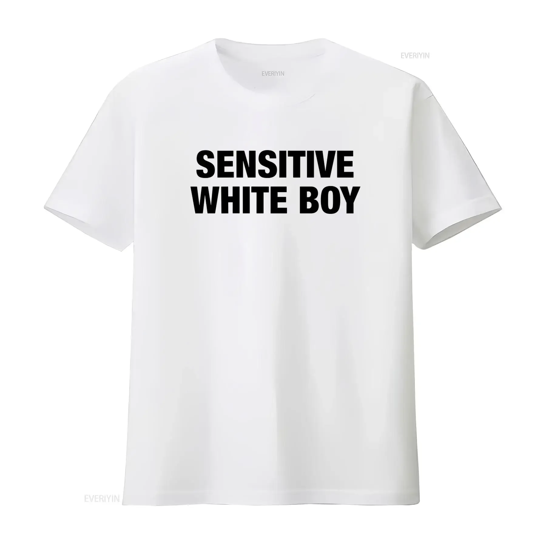 Sensitive White Boy T Shirt Funny Meme Ironic Go Hard Silly  vintage Washed Comfortable Unisex Versatile Soft Stretched