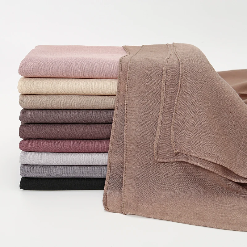 Modal Hijab Rayon Cotton Shawls Solid Color Soft Wraps For Muslim Woman Hijab Ialamic Turban Headband 170*75cm