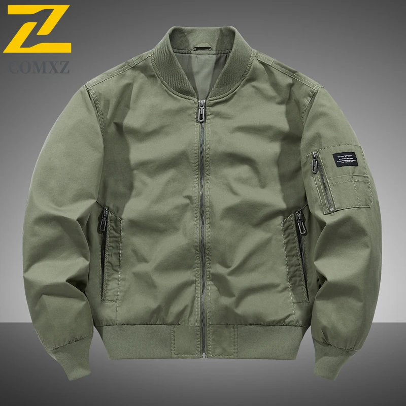 COMXZ New Men Jacket Fashionable Baseball Collar Adventure Windproof Coat Casual Hiking Versatile Lightweight Autumn Outerwear