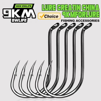 9KM Octopus Fishing Hooks 50PCS Barbed High Carbon Steel Fishing Hooks for Carp Bass Saltwater Freshwater 1