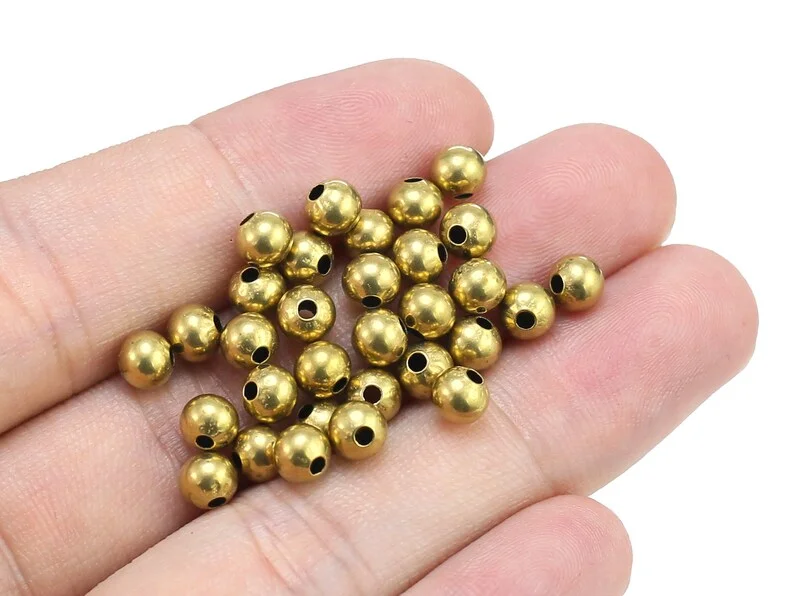 Brass Round Beads, Round Spacer Beads, Bracelet Beading, 3mm 4mm, Matal Slider Beads, Jewelry Making R2320