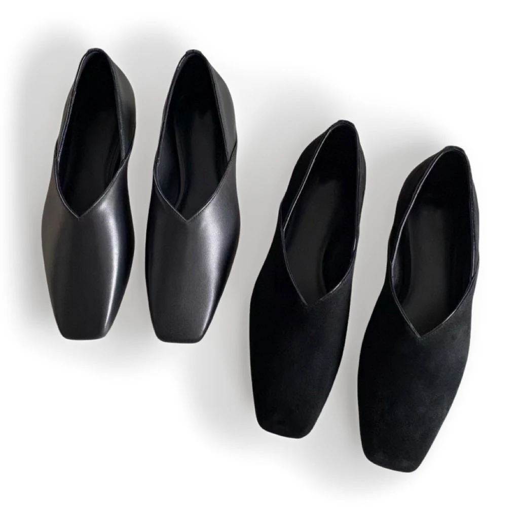 

Модные женские балетки в минималистичном стиле с квадратным носком из натуральной кожи, повседневная обувь без застежек на низком каблуке в римском стиле