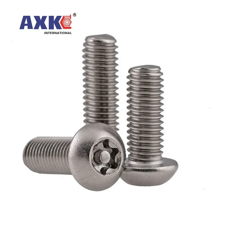 10/50pc M3 M4 M5 M6 304 Stainless Steel Six Lobe Torx Button Pan Round Head with Pin Tamper Proof Anti Theft Security Screw Bolt