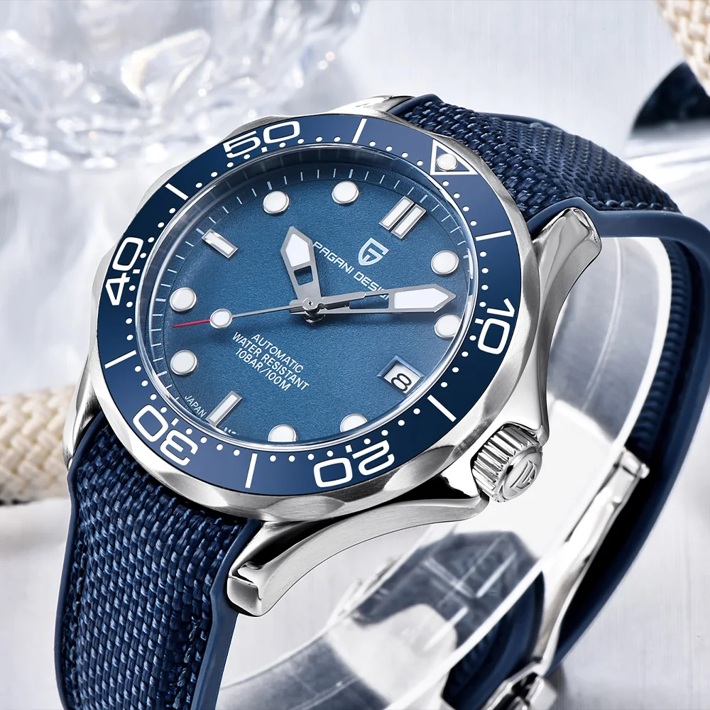 2025 تصميم باجاني 007 ساعة ميكانيكية للرجال قمة الموضة ساعة أوتوماتيكية للرجال NH35A الياقوت ساعة من الفولاذ المقاوم للصدأ للرجال 10BAR