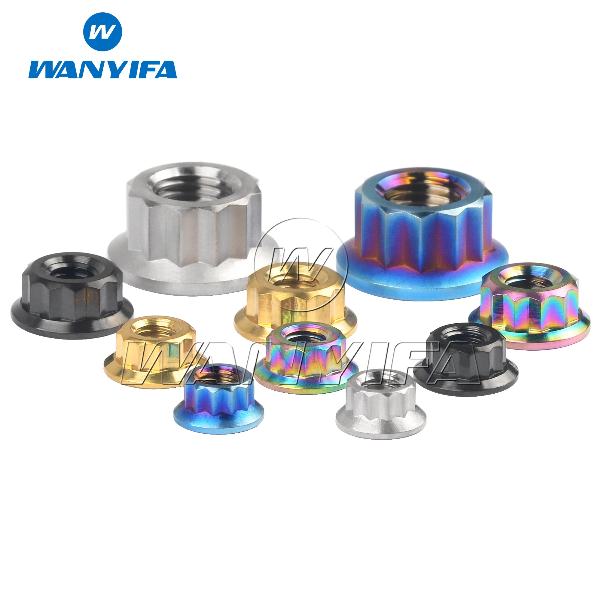 Wanyifa Titanium Nut M5/M6/M8/M10/M12 Flange 12 Point Double Hexagon CNC Nut Motorcycle Modification