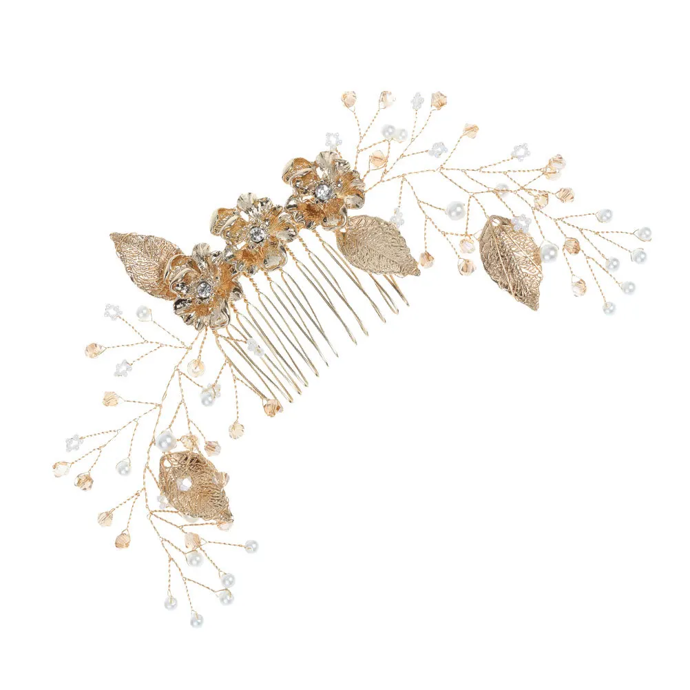 مشط شعر الزفاف على شكل أوراق شجر إكسسوار مشط للنساء لحفلات الزفاف، غطاء رأس أنيق، مجوهرات الزفاف، مجوهرات شعر العروس