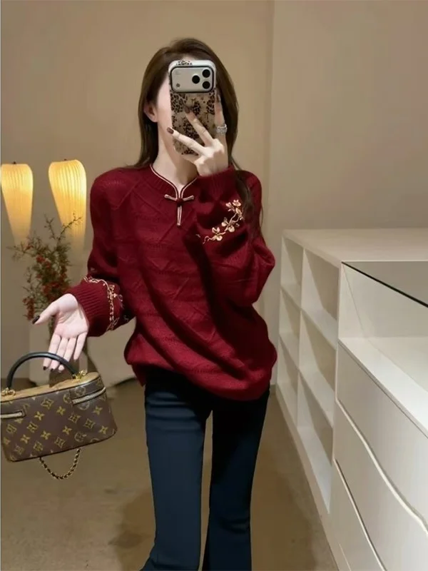

New Chinese Sle Women's Long Sve Knitted Sweater plus Size Faionable Casual Loose Fit Soft Fabric Autumn Winter Top
