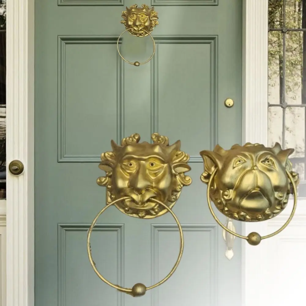 

Прочная винтажная ручка для ворот, яркая дверная ручка с драконом, настенный дверной молоток из смолы, классический молоток для ворот