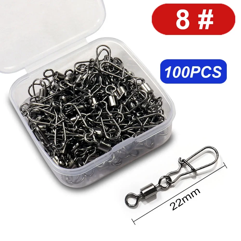 100 teile/schachtel Schwenk Snap Pin Rolling Ring Angelgerät Box Schnalle Haken Kit Draht Stecker Drehen Lager Pesca 35 -100 stücke Getriebe