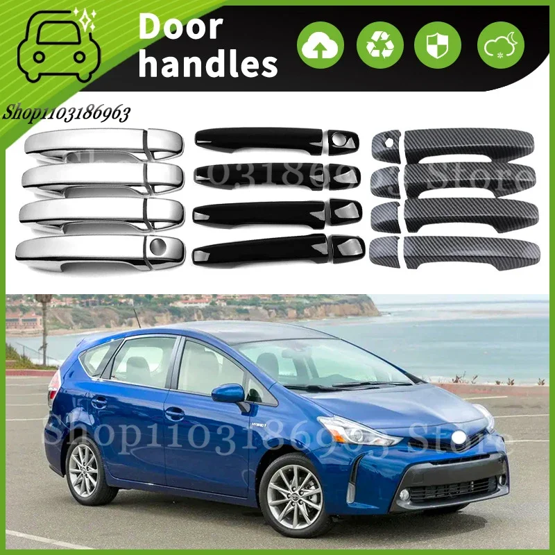 

For Toyota PRIUS 40 2011-2021 Gloss Black Chrome Car Door Handle Cover Trim Styling Accessories Car Stickers Auto Accessories