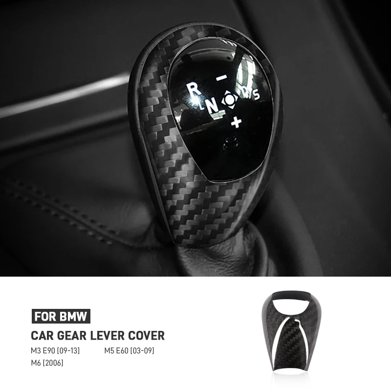 

Dry Carbon Fiber Car Gear Shift Knob Trim Cover Sticker Decoration Accessories For BMW M3 E90 2009-2013 M5 E60 2003-2009 M6 2006