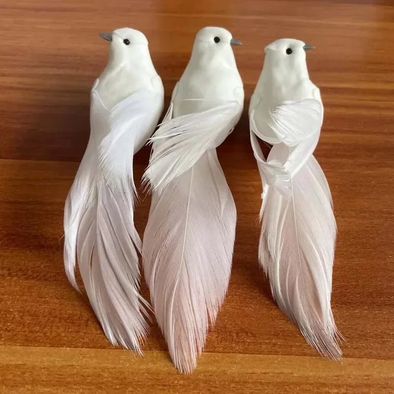 10~13 CM*3~3.5CM / 12PCS Fake Bird MIni White Birds Artificial Foam Feathers Doves With Clip For Wedding Decoration,Home Decor