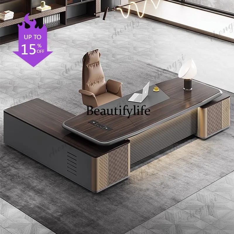 D8000   Premium boss desk baking paint big desk office furniture table and chair combination