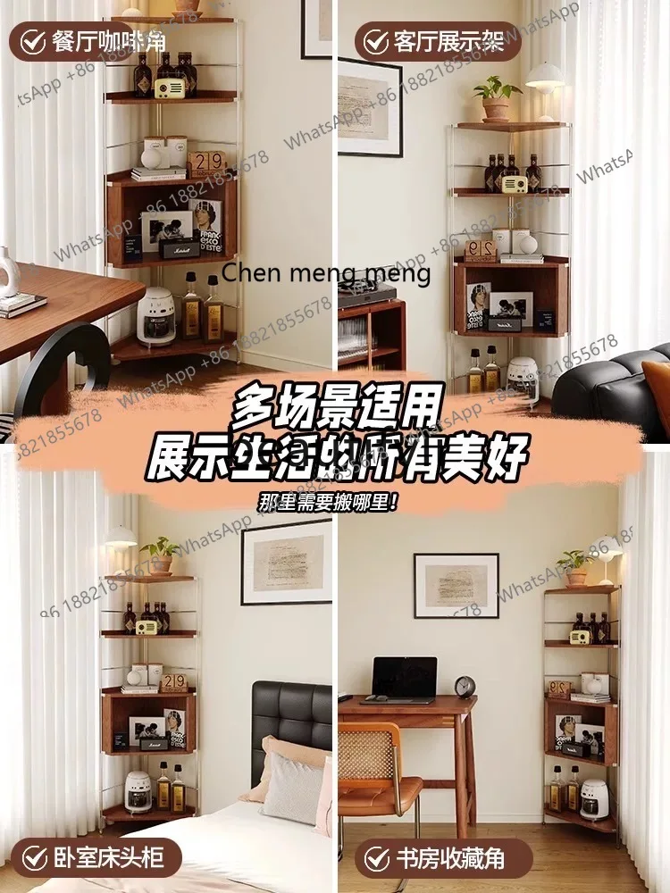 Solid wood corner shelf bookshelf living room side multifunctional corner bookcase