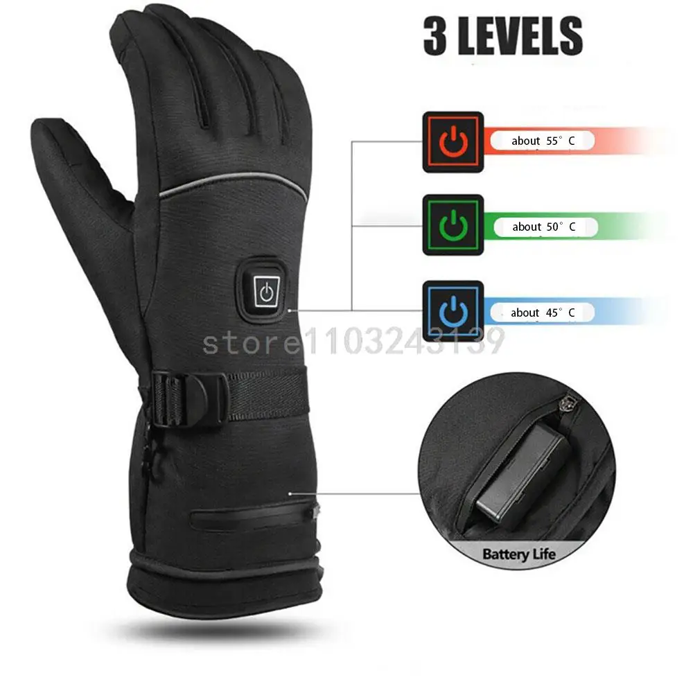 Gants thermiques électriques avec étui à batterie, chauffe-mains chauffants, imperméables, cyclisme, moto, ski, extérieur, hiver, 506