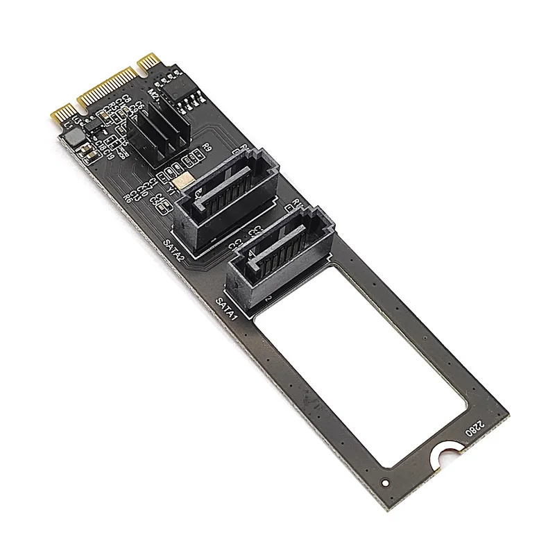 Nueva tarjeta de expansión Riser M.2 NVME PCI-E PCIE a 2 puertos SATA 3,0 adaptador JMB582 Chip 6G controlador para chasis servidor PC ordenador