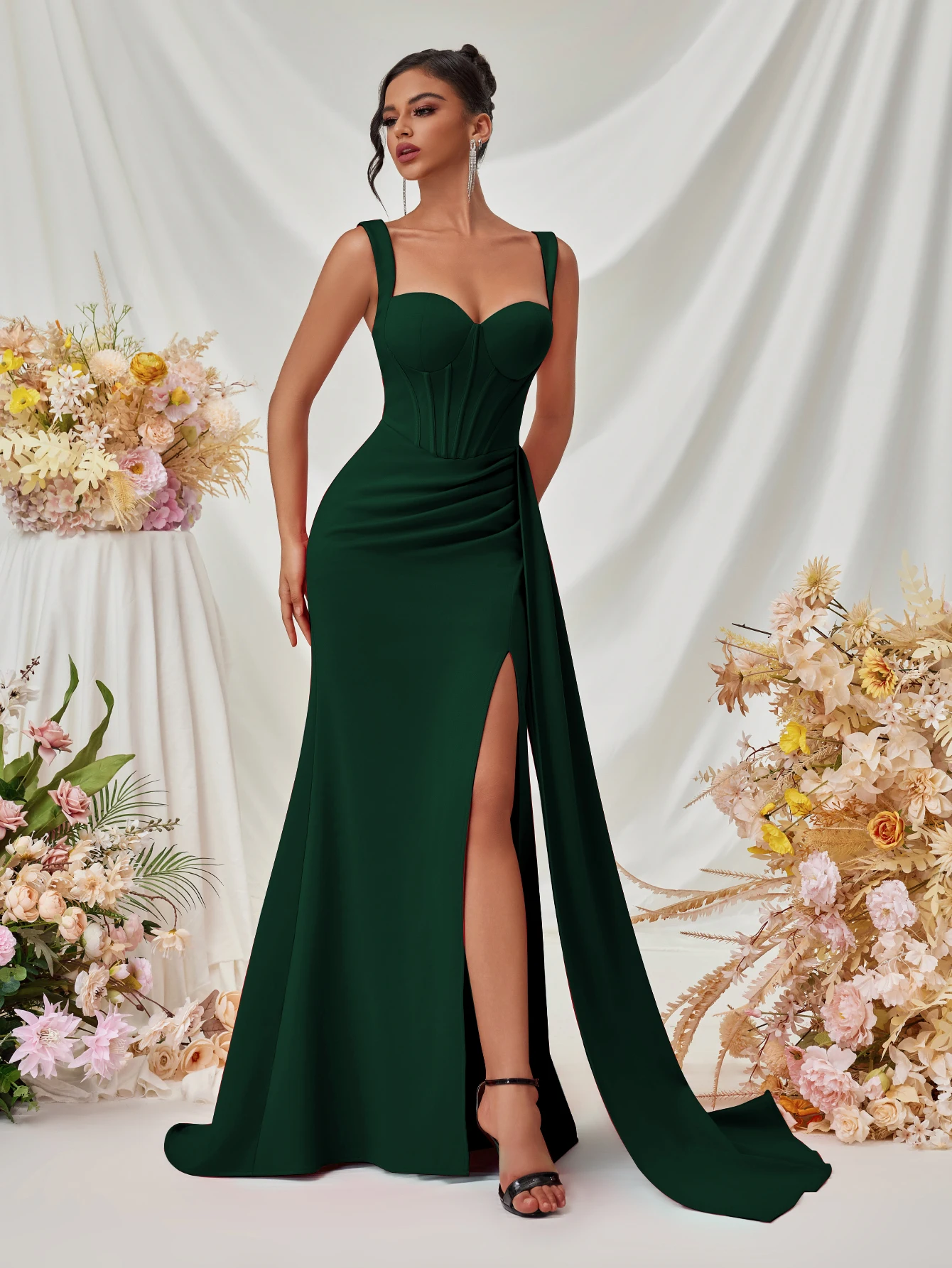 Elegant Maxi ชุดเจ้าสาวงานแต่งงานสําหรับผู้หญิงชุดราตรีชุดราตรีค็อกเทลสปาเก็ตตี้ Sweetheart Elegant Gala เสื้อผ้า