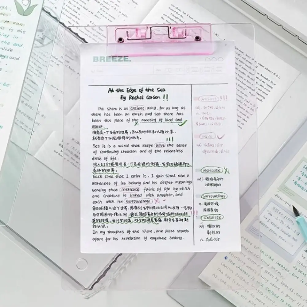 Mit niedrigem Profil, goldenem Clip, transparent, A4-Klemmbrett, Schreibblatt, Dokumentenmappe, A4-Dateiordner, Organizer, Schreib-Klemmbrett