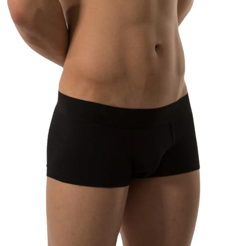 

Men's Stretch Cotton Low Waist Boxer Shorts Waistband Big U Bulge Pouch Breathable Soft Solid Color Skin Fit Casual Underpants
