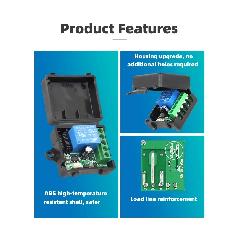 433 MHz rf Remote Control DC 12V 1CH Relay Receiver for universal garage door Light LED Fanner motor Signal transmission