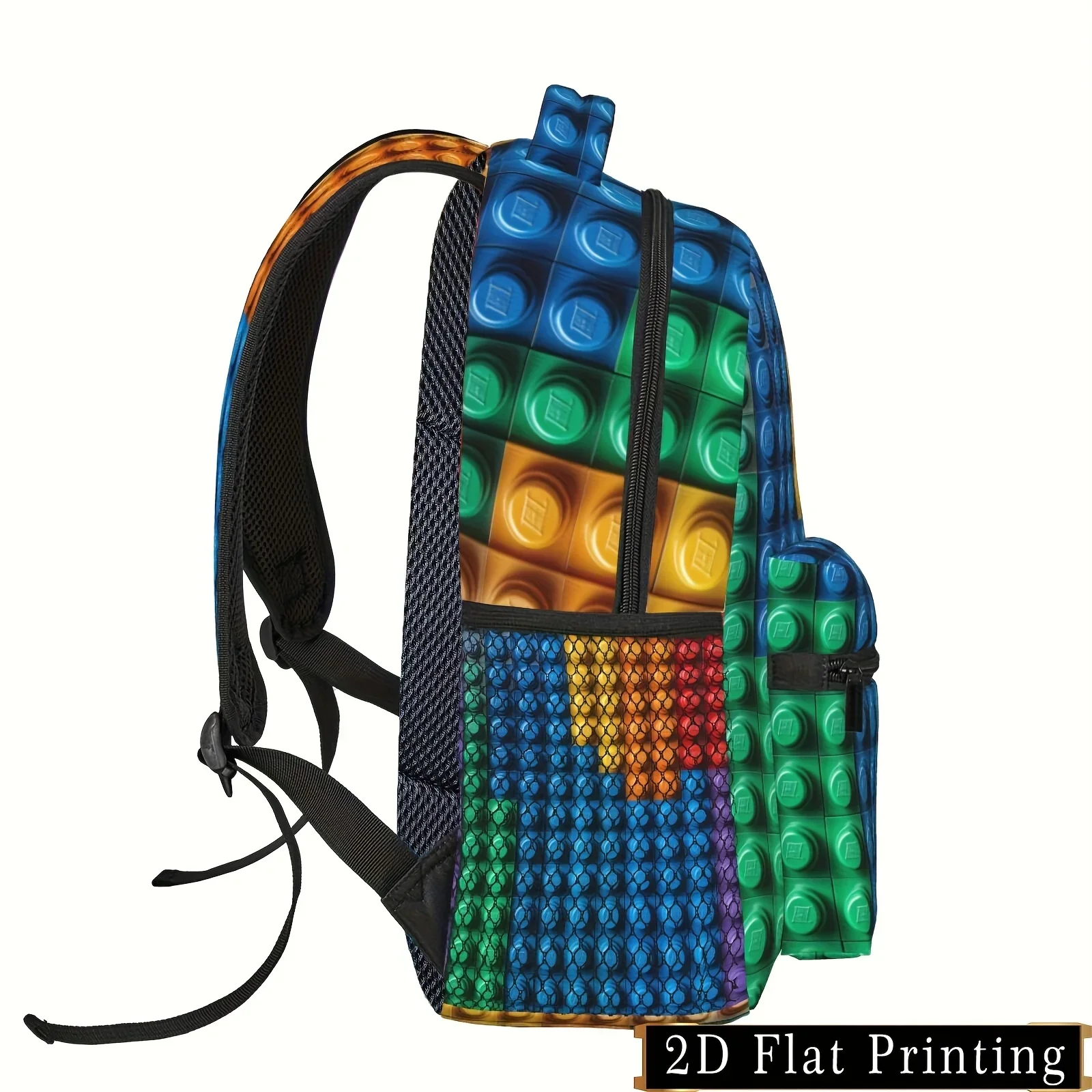 Custom Bag Backpack Commuting Artifact! INS Hot Products! This Colorful Building Block Pattern Chest Bag Can Hold Water Bottles