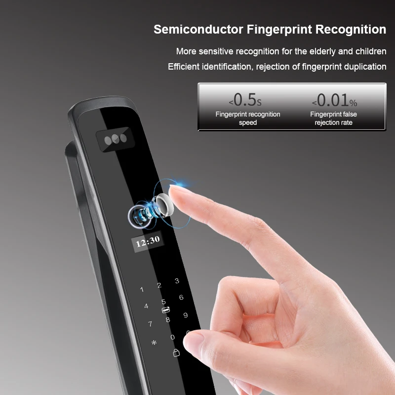 005 Rebekey Fully Automatic 3D Face Recognition Lock with Camera Tuya APP Password Lock Fingerprint Biometric Smart Door Lock