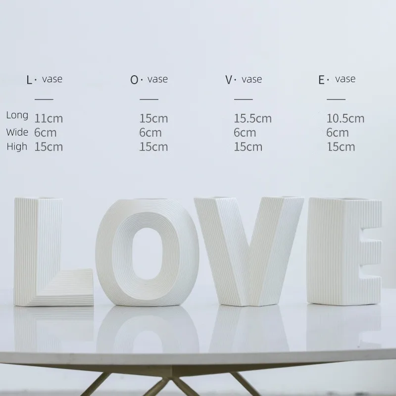 Ceramic letter vase decorative design sense, flower arrangement creativity, desktop living room decoration crafts