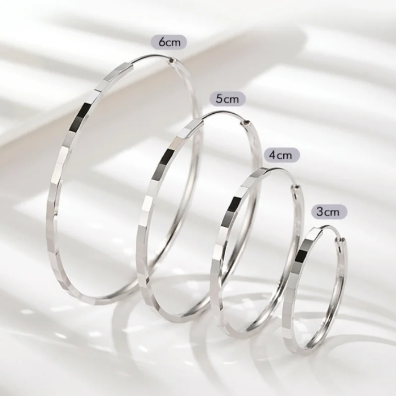 Somilia 925 Sterling Silver Fashion Inside Diameter 30 40 50 60 mm Hoop Earrings For Women  Personality Jewelry