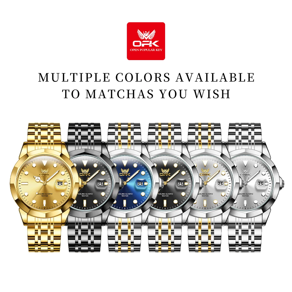 OPK 8170 Watches For Men Classics Fashion Original Quartz Wristwatch Waterproof Luminous Automatic Watch Date Reloj Hombre