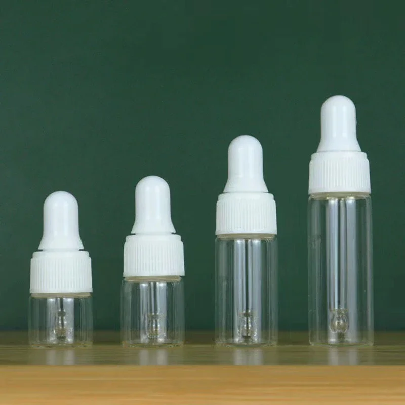 50pcs Empty Dropper Bottle Clear Glass Essential Oil Bottle Aromatherapy Pipettes Bottles, Cosmetic Bottles Small Samples Bottle