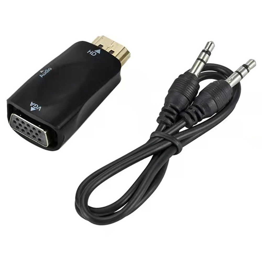 1080P HDMI-Compatible To VGA Adapter Converter With 3.5 Audio Jack HDMI2VGA Cable For PC Laptop TV Box Display Projector