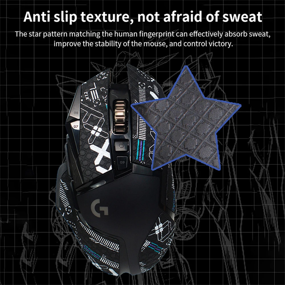 DIY Gaming Mouse Grip For Logitech G502 Hero Sticker Non Slip Lizard Leather Suck Sweat Hero PC Gamer Mouse Protective Sticker