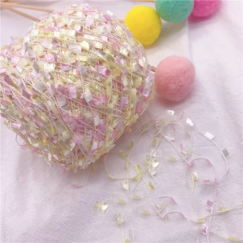 50g/Ball Macaroon Flag Crochet Yarn Dyed Toothbrush Thread Hand Knitting Tassel Line Fancy Partner Rope for DIY Woven Bag