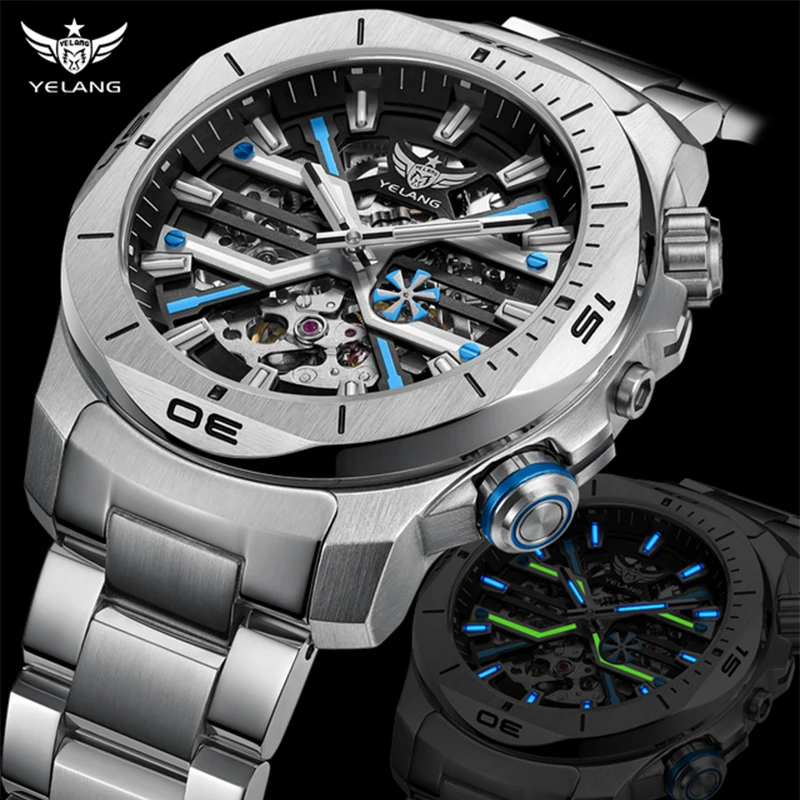 

YELANG Automatic Mechanical Men Watch H3 T100 Self Luminous Japan 8N40 TOP Movement Sapphire Crystal WR100M Swim Diver V1034