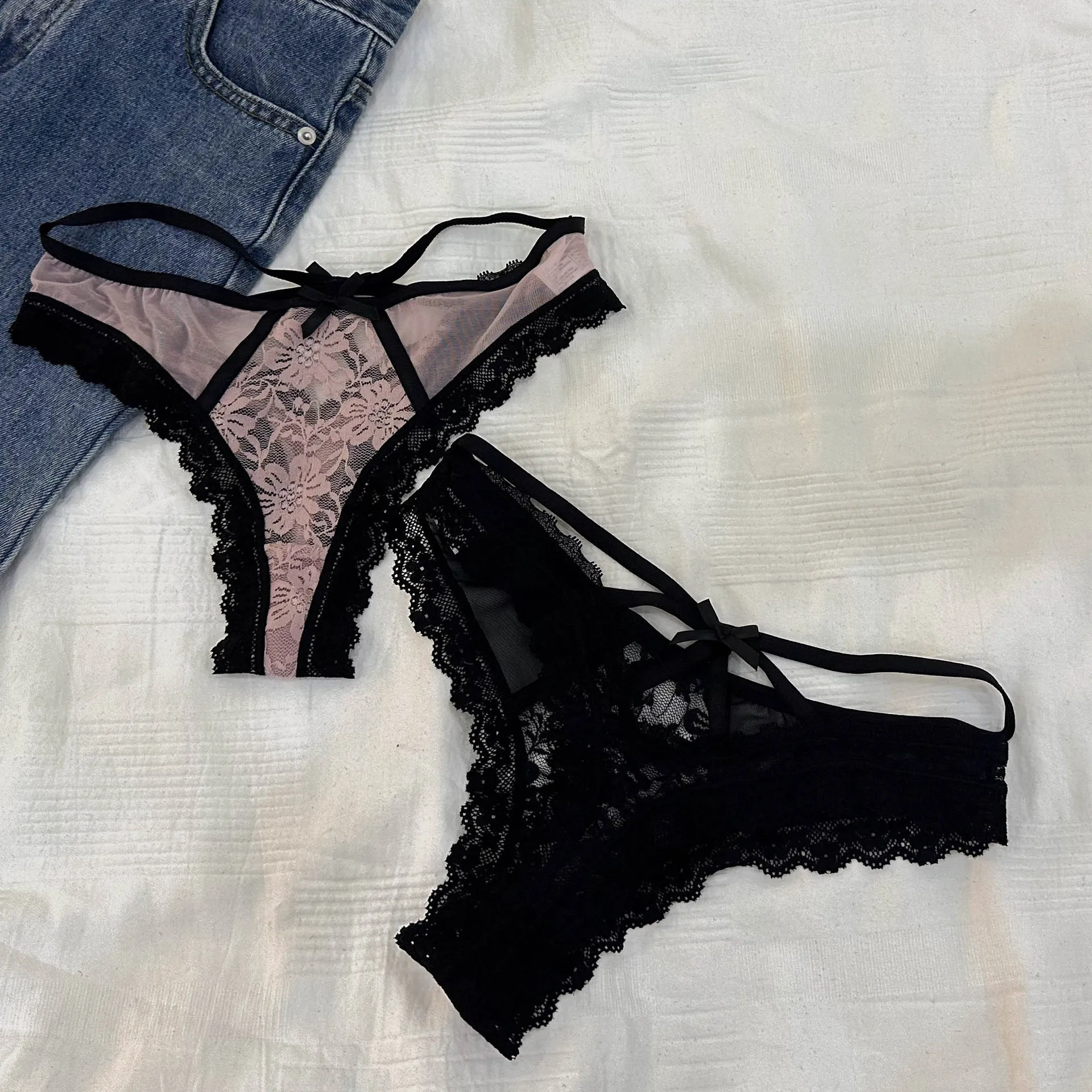 SP&CITY Blumenstickerei Mesh Sexy Tangas Sommer dünne transparente Damenunterhose aushöhlen Spitzenhöschen Versuchung Slips