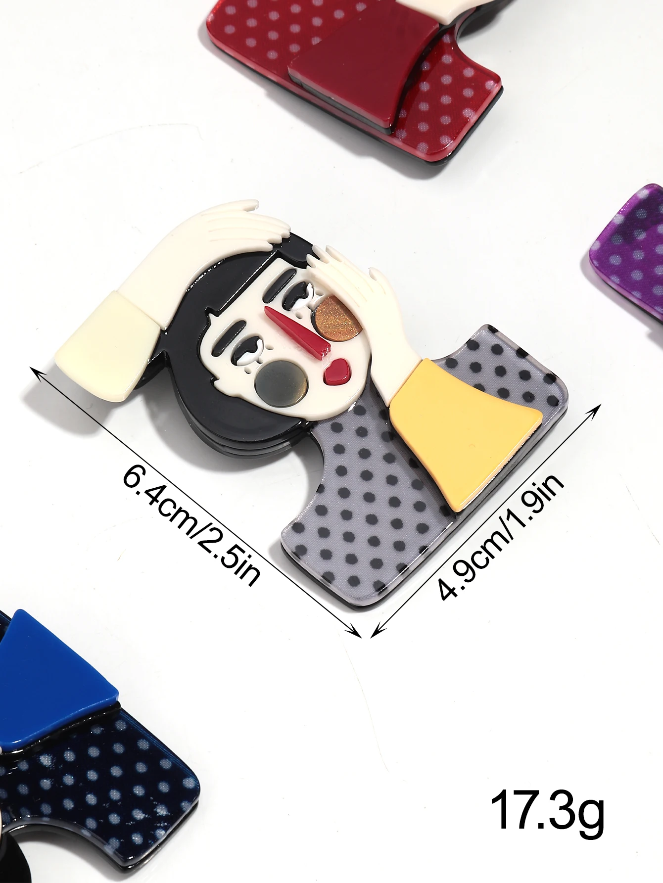 New Creative Lady Acrylic Brooches for Women Cartoon Splicing Figure Badge Pins Office Jewelry Clothes Accessories Gifts