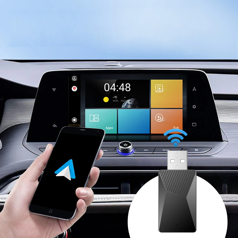 Wired To Wireless Carplay & Android Auto Adapter Bluetooth-Compatible 5.0 AI Box 5.8GHz WiFi for Wired CarPlay Android Auto Cars