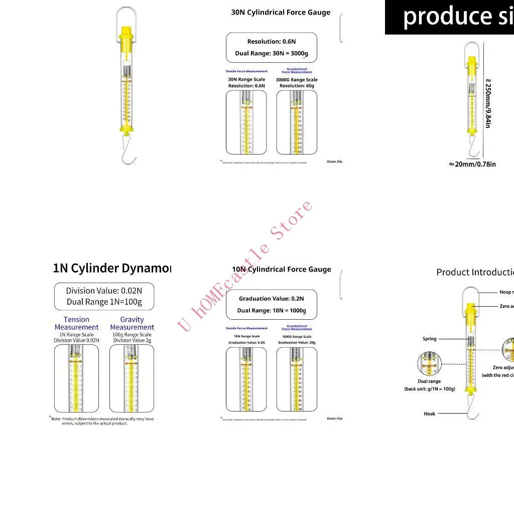 63HF Professional Cylinder Type Mechanical Scale Measuring Ranging From 1N To 50N For Students Science Classroom Education