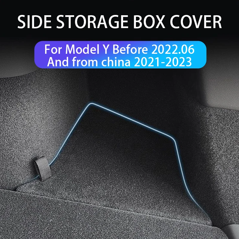 For Tesla Model Y 5-seater Trunk Sides Storage Bins Cargo Compartment Liner TPE Rear Trunk Organizer Storage Box With Carpet Lid